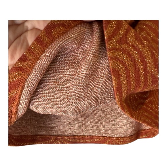 Morina Metallic Rust Long Sleeve Crop Top w/ Feather Cuffs Size M Brazil G - Picture 11 of 14